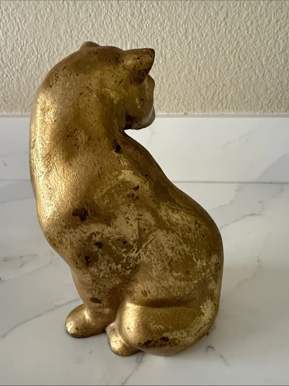 Big Cat Figurine in Gold Relief